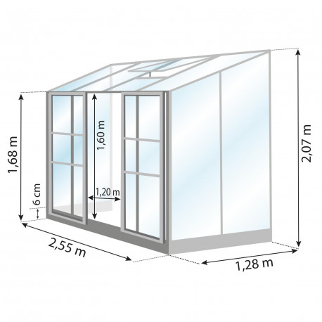 Serre de jardin adossée Lams MÉLISSA 3,30 m²